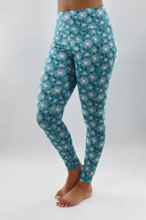 3317 - The Bend Perfect Pocket Legging - Teal/White/Navy Stencil Print -FINAL SALE