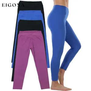 4-Pack:  Women's Full Length High Waisted Stretchy Microfiber Leggings