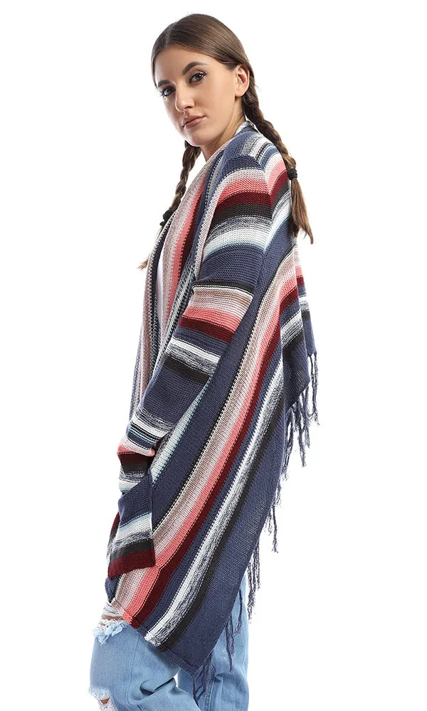 51347 Multistriped Flowy Cardigan