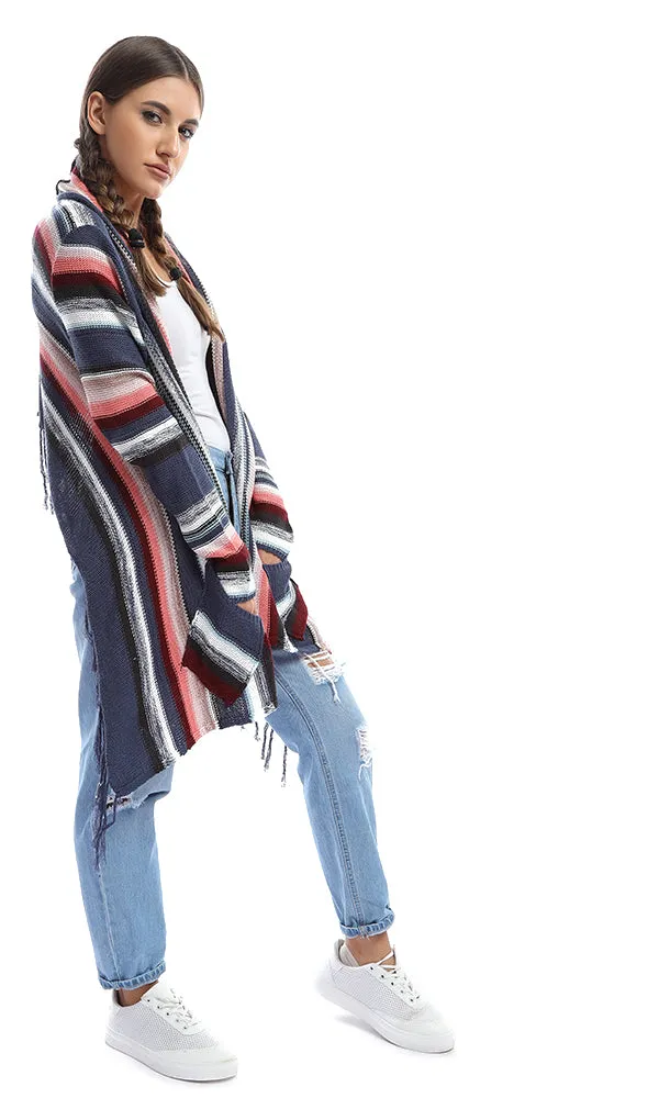 51347 Multistriped Flowy Cardigan