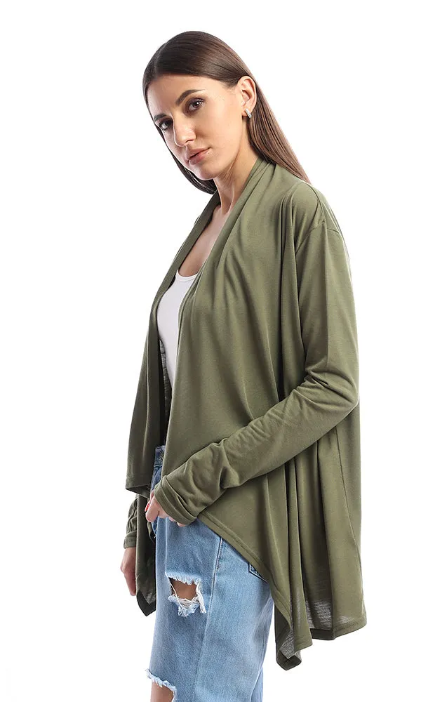 53519 Becket Olive Solid Long Cardigan