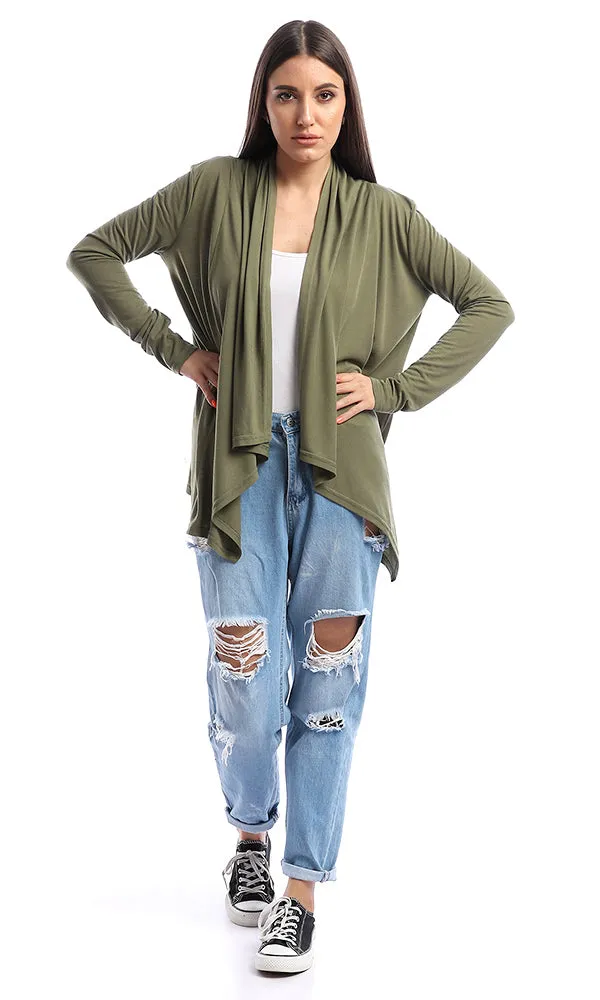 53519 Becket Olive Solid Long Cardigan