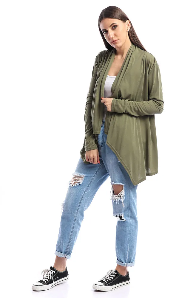 53519 Becket Olive Solid Long Cardigan