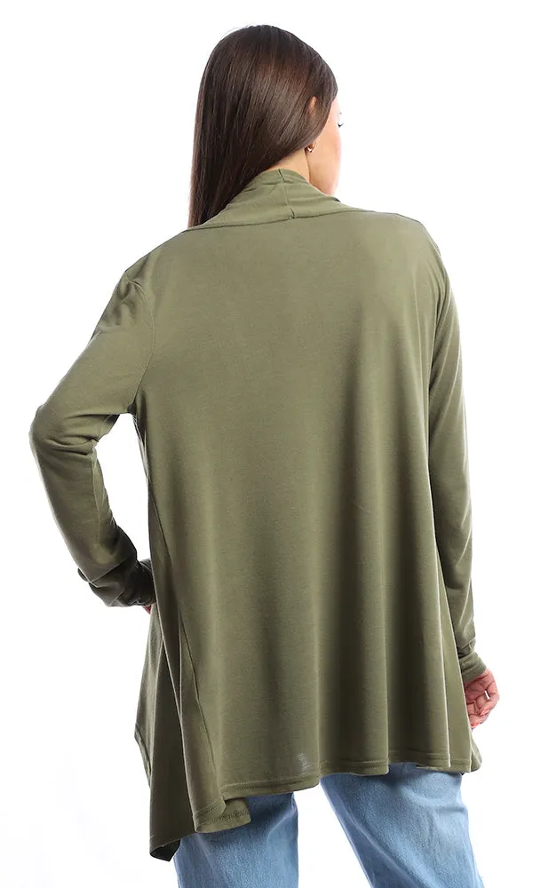 53519 Becket Olive Solid Long Cardigan