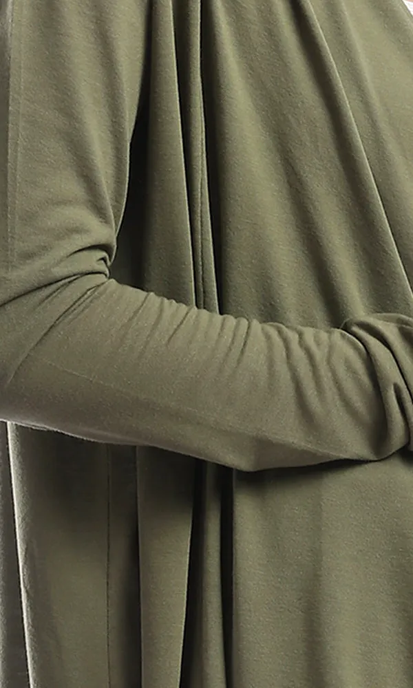 53519 Becket Olive Solid Long Cardigan