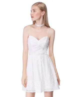 Alisapan Women'S Simple Fashion Sleeveless Lace Short Casual Dress AS05627