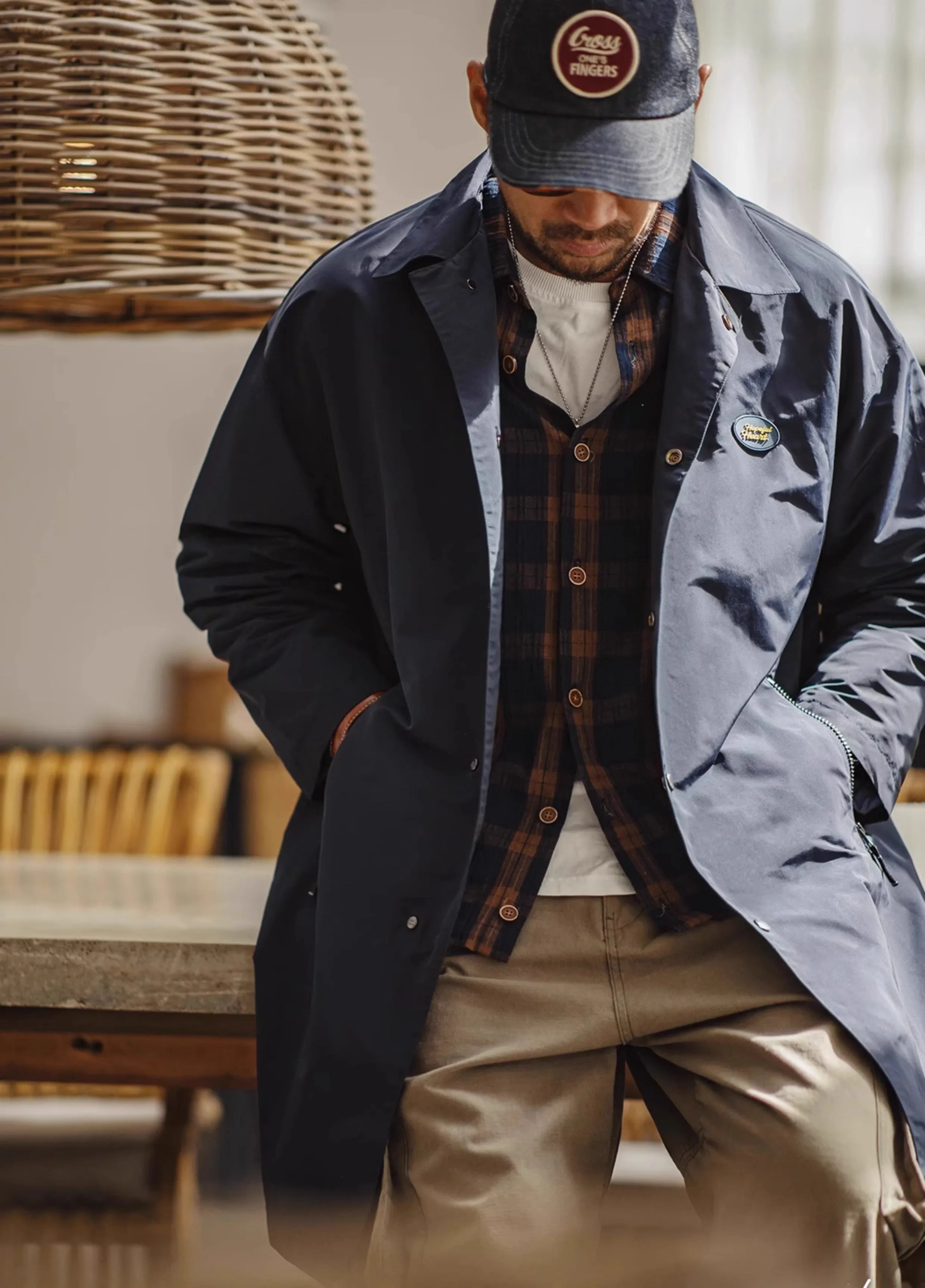 American Retro Teflon Three-Proof Lapel Windbreaker Men's Jacket