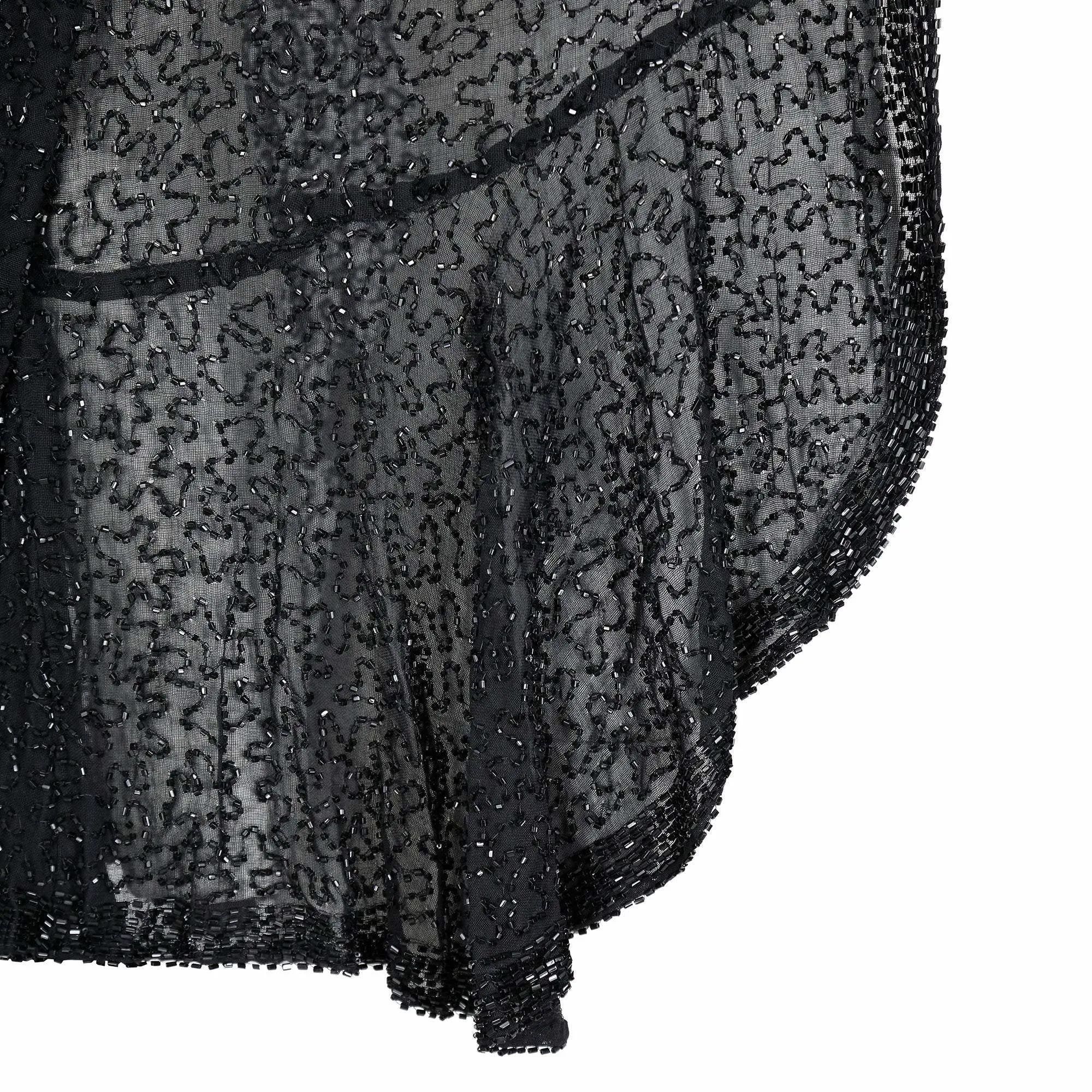 ARCHIVE - 1920s Black Bugle Bead Muslin Cotton Jacket