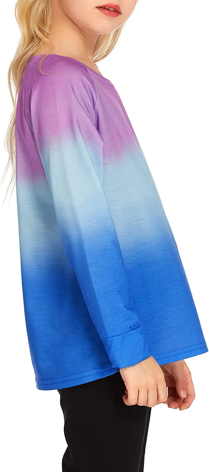 Arshiner Girls Casual Tie Dye Crewneck Long Sleeve Sweaters