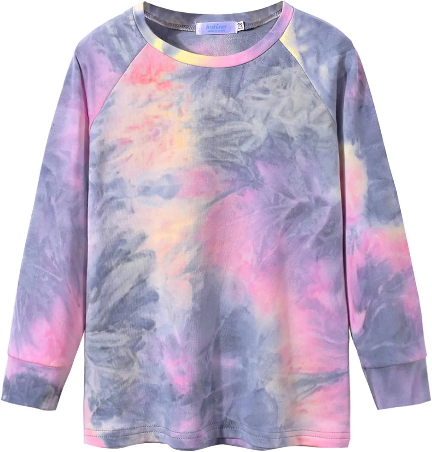 Arshiner Girls Casual Tie Dye Crewneck Long Sleeve Sweaters