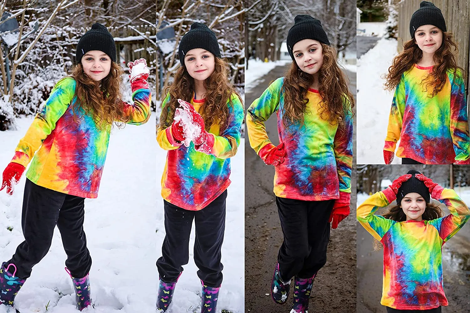 Arshiner Girls Casual Tie Dye Crewneck Long Sleeve Sweaters