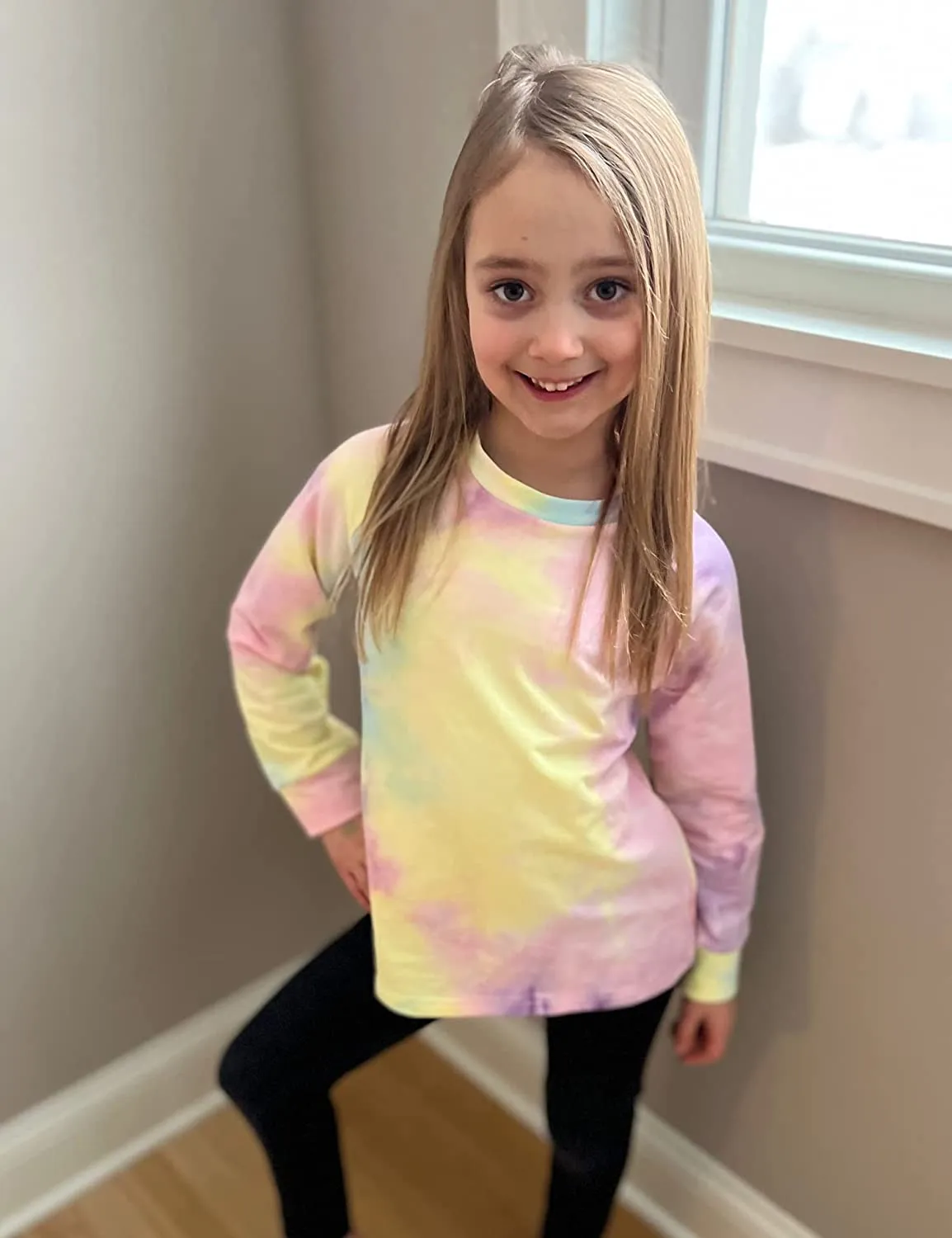 Arshiner Girls Casual Tie Dye Crewneck Long Sleeve Sweaters