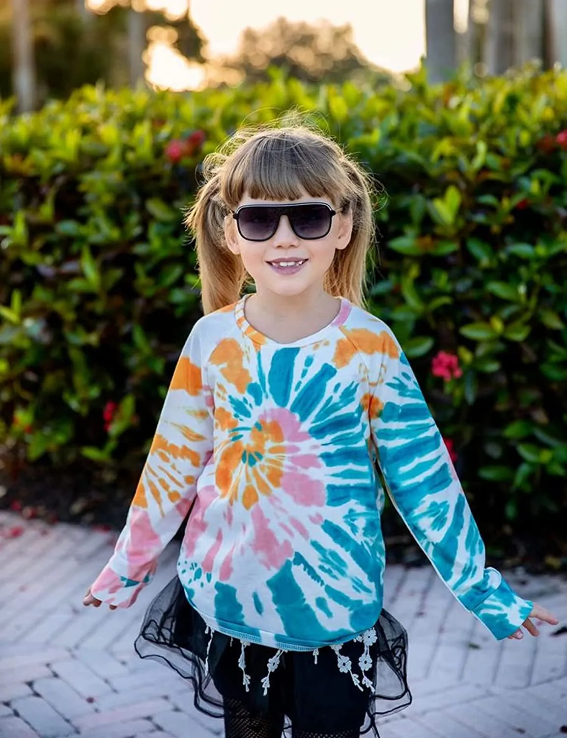 Arshiner Girls Casual Tie Dye Crewneck Long Sleeve Sweaters