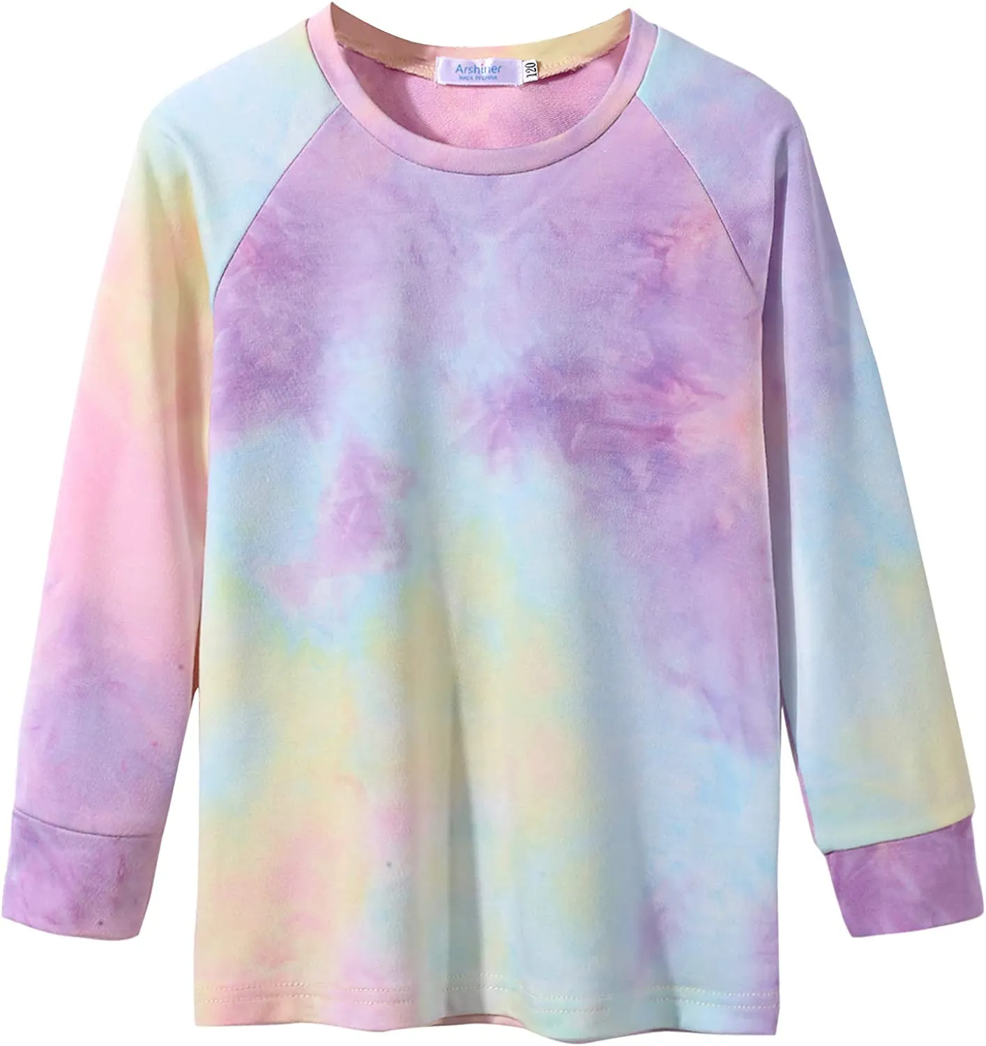 Arshiner Girls Casual Tie Dye Crewneck Long Sleeve Sweaters