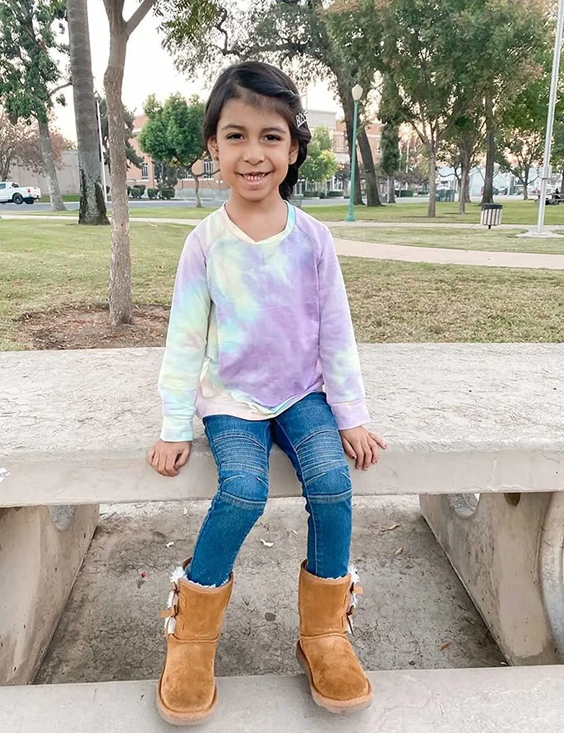 Arshiner Girls Casual Tie Dye Crewneck Long Sleeve Sweaters