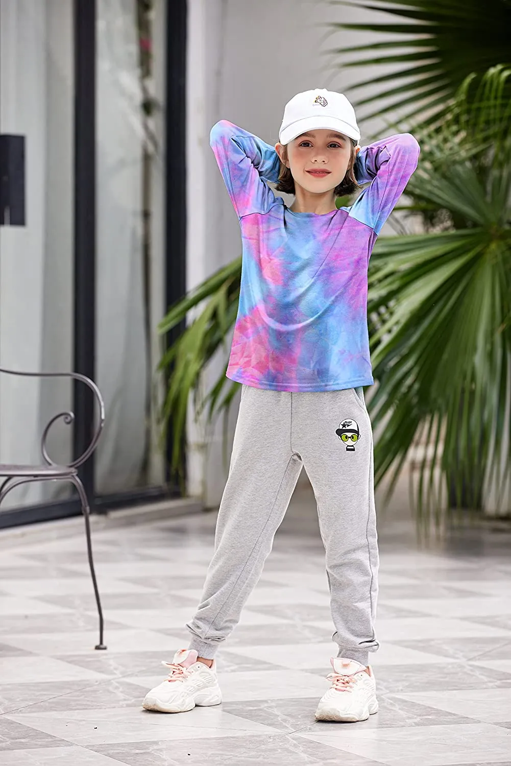 Arshiner Girls Casual Tie Dye Crewneck Long Sleeve Sweaters