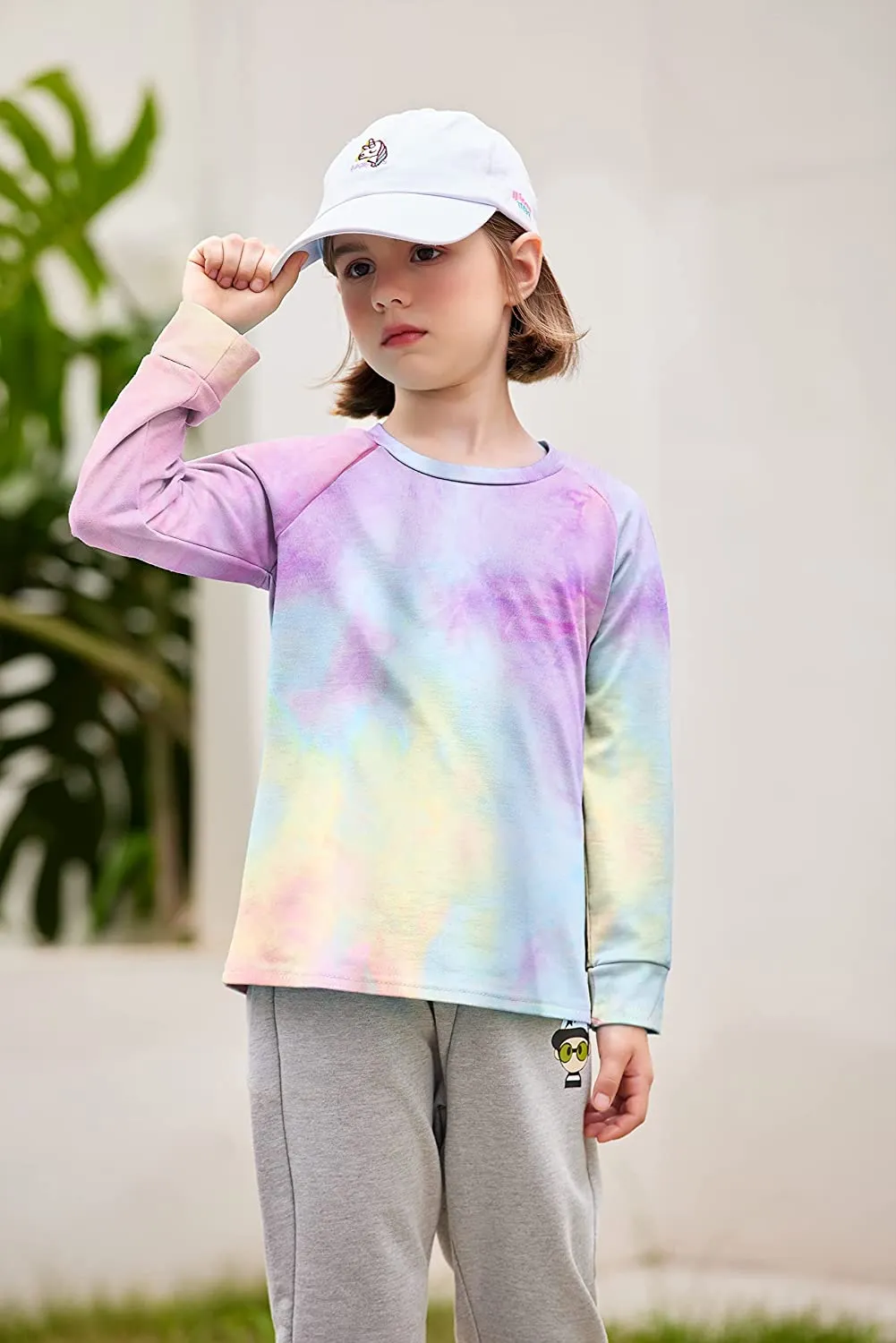 Arshiner Girls Casual Tie Dye Crewneck Long Sleeve Sweaters