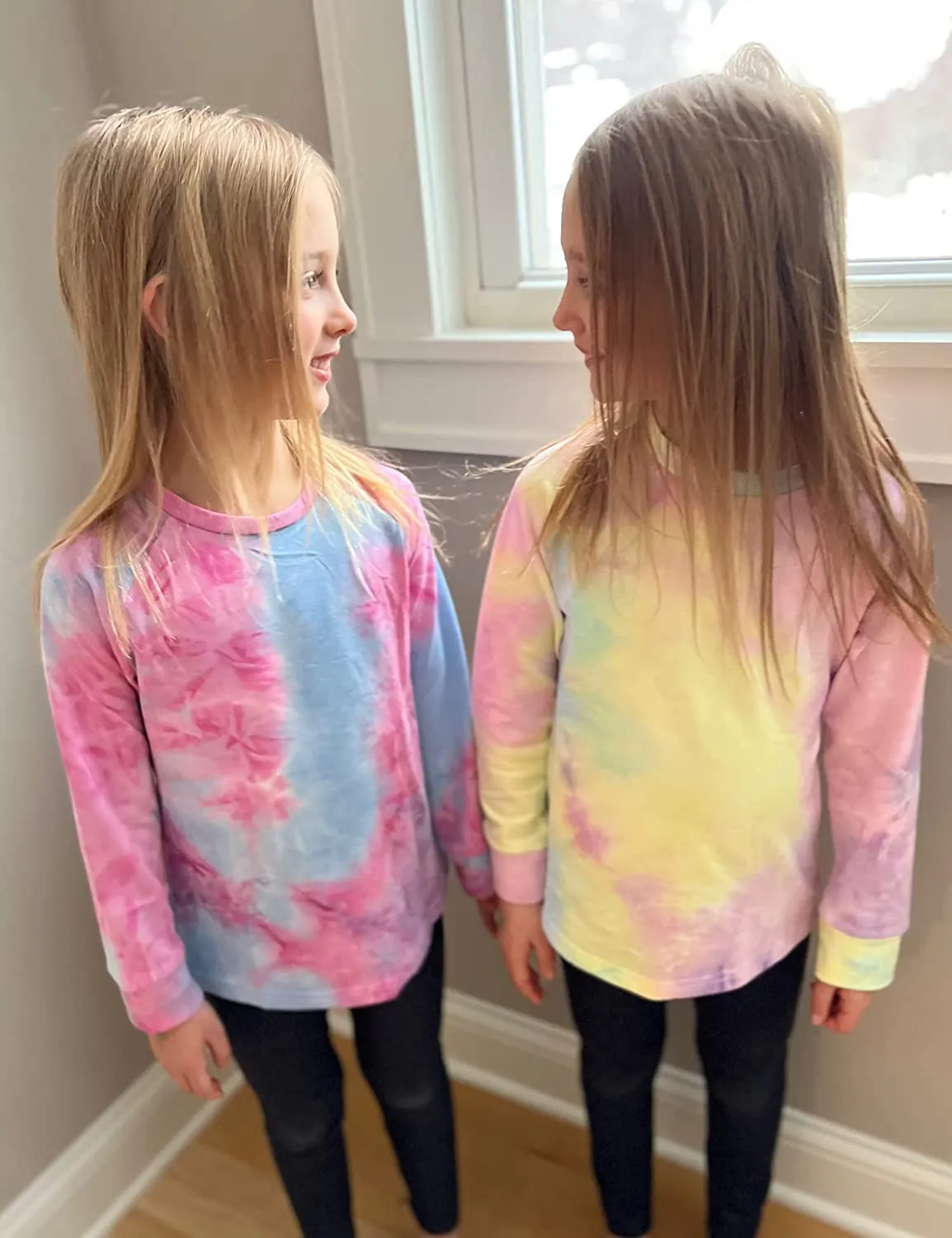 Arshiner Girls Casual Tie Dye Crewneck Long Sleeve Sweaters