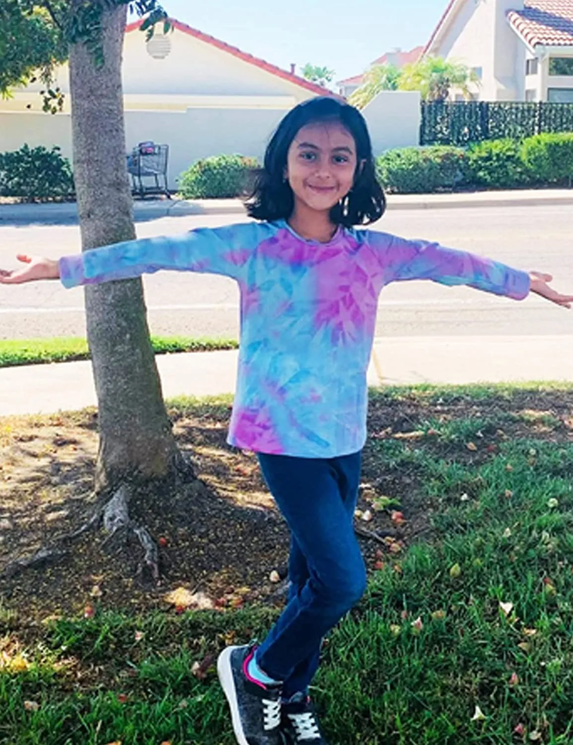 Arshiner Girls Casual Tie Dye Crewneck Long Sleeve Sweaters