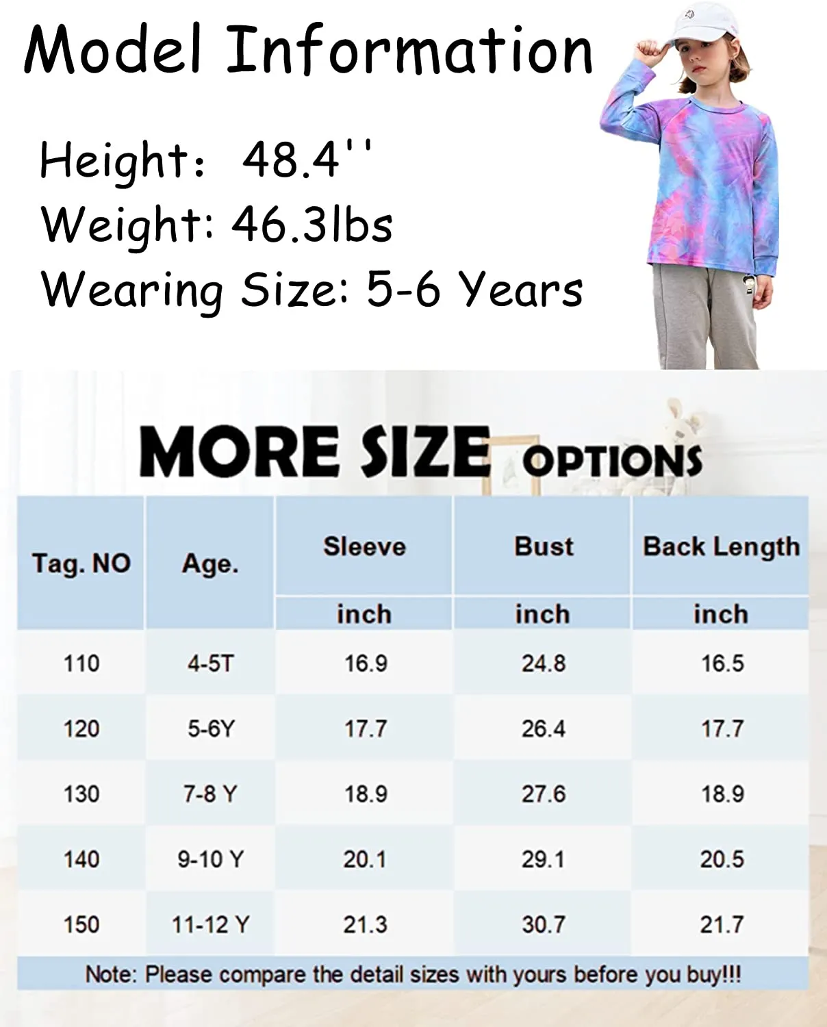 Arshiner Girls Casual Tie Dye Crewneck Long Sleeve Sweaters