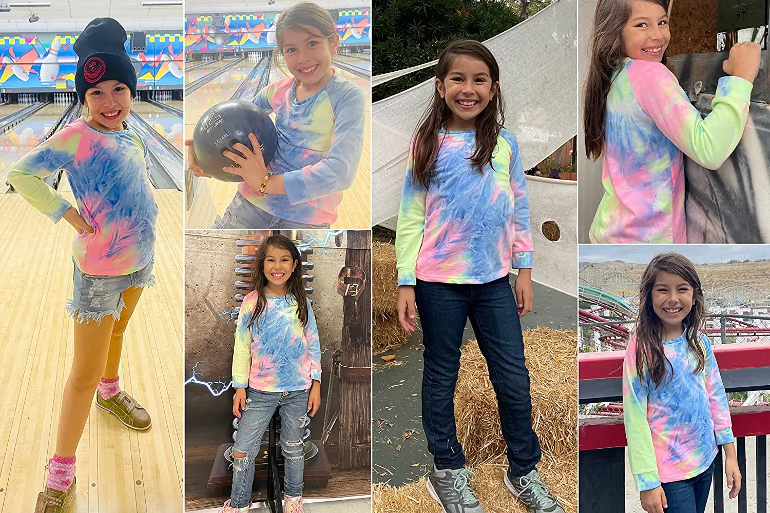 Arshiner Girls Casual Tie Dye Crewneck Long Sleeve Sweaters