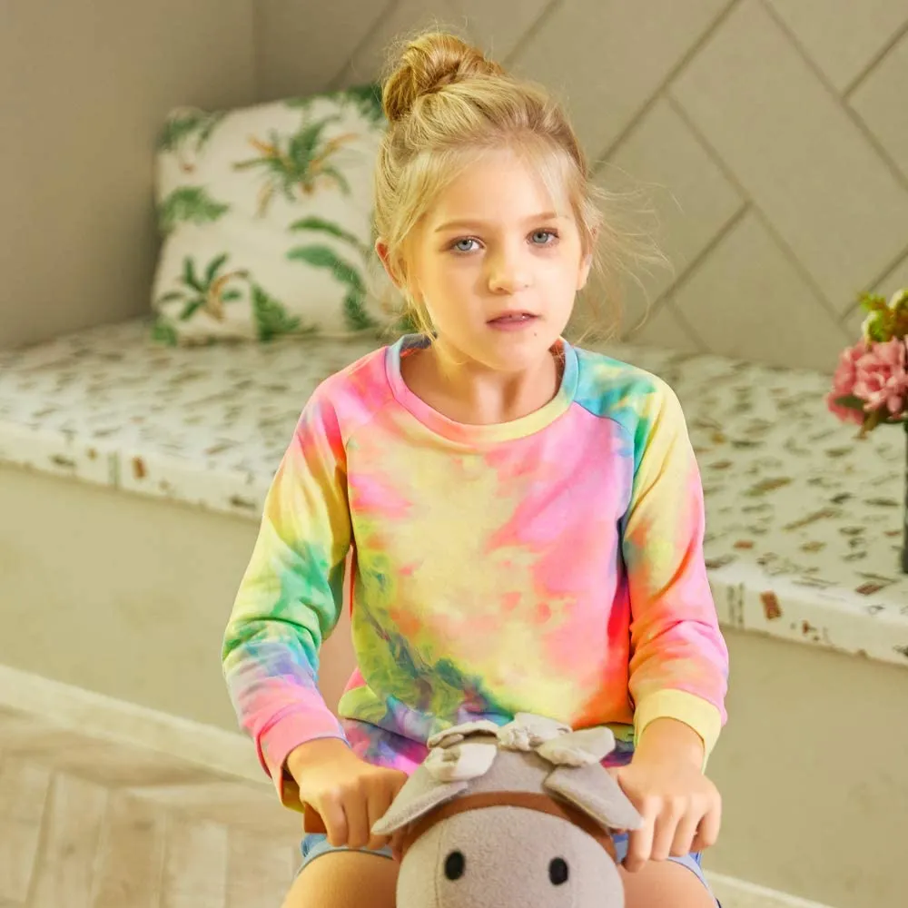 Arshiner Girls Casual Tie Dye Crewneck Long Sleeve Sweaters