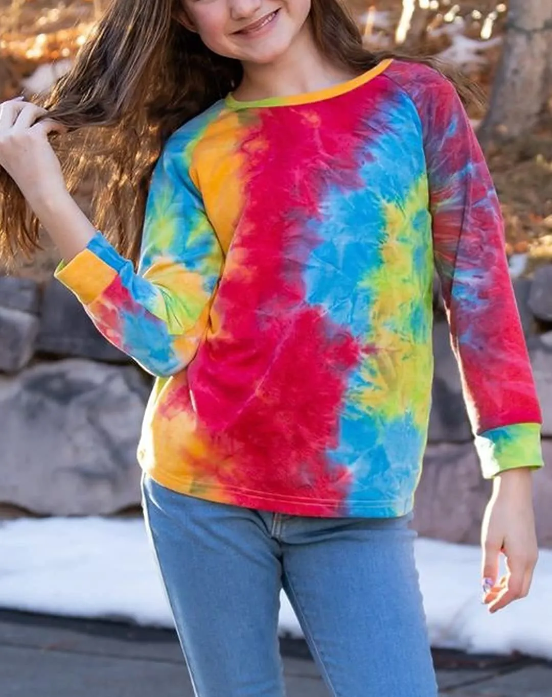 Arshiner Girls Casual Tie Dye Crewneck Long Sleeve Sweaters
