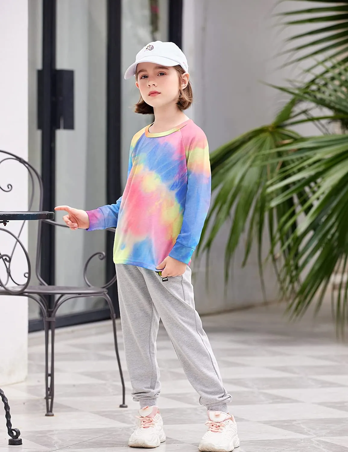 Arshiner Girls Casual Tie Dye Crewneck Long Sleeve Sweaters