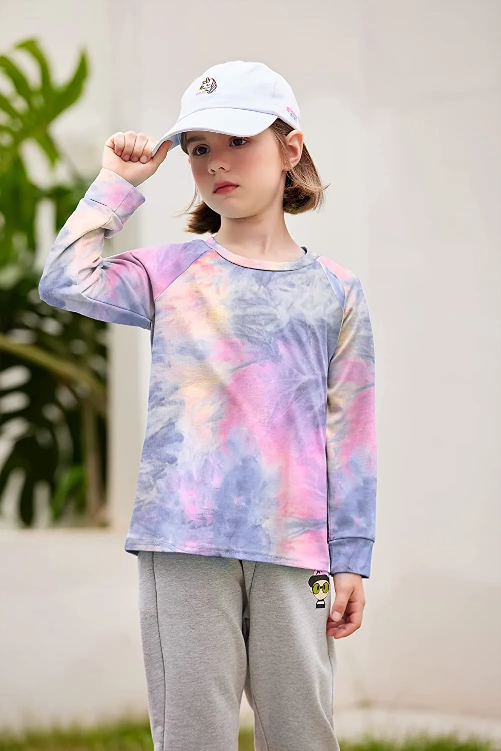 Arshiner Girls Casual Tie Dye Crewneck Long Sleeve Sweaters