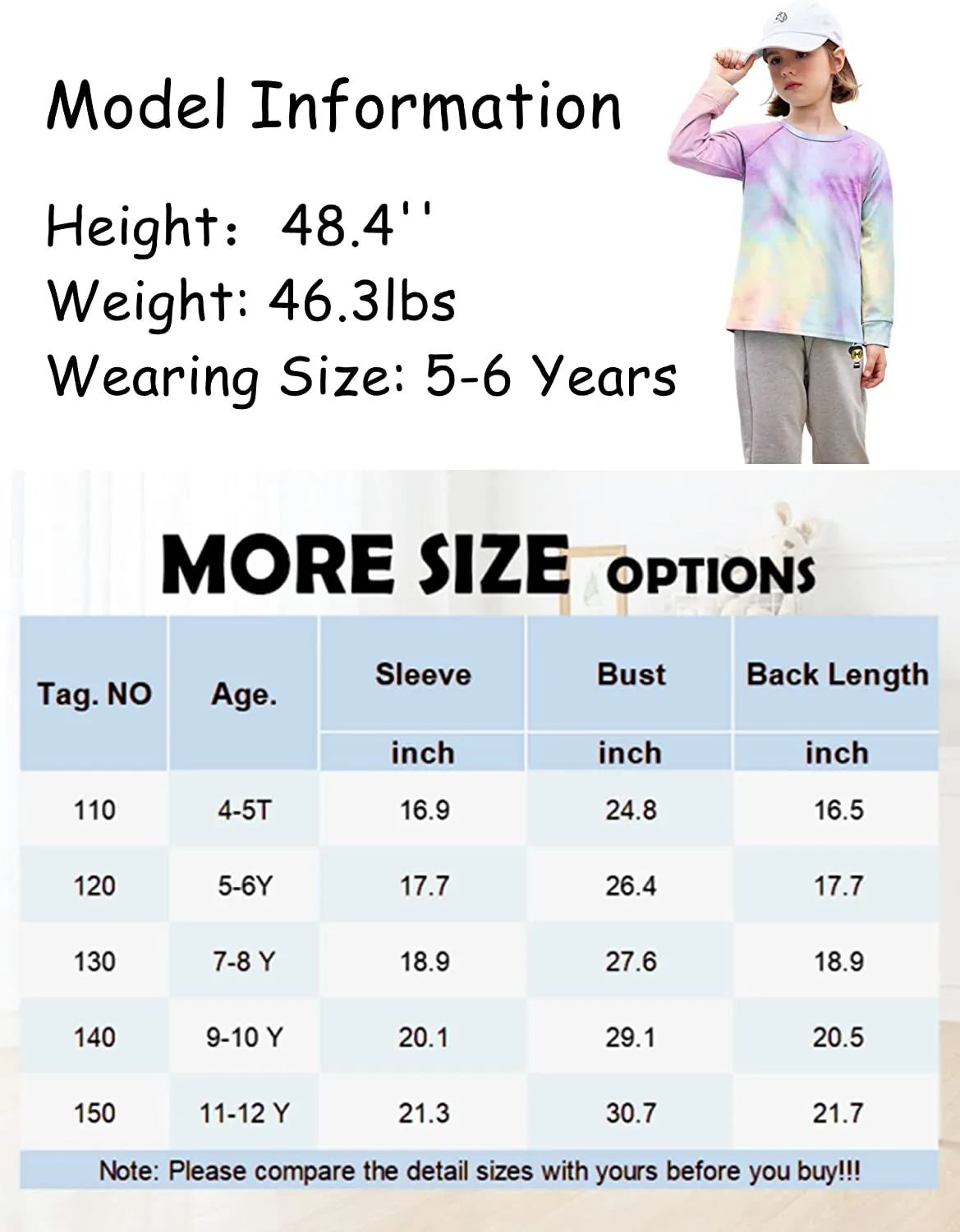 Arshiner Girls Casual Tie Dye Crewneck Long Sleeve Sweaters