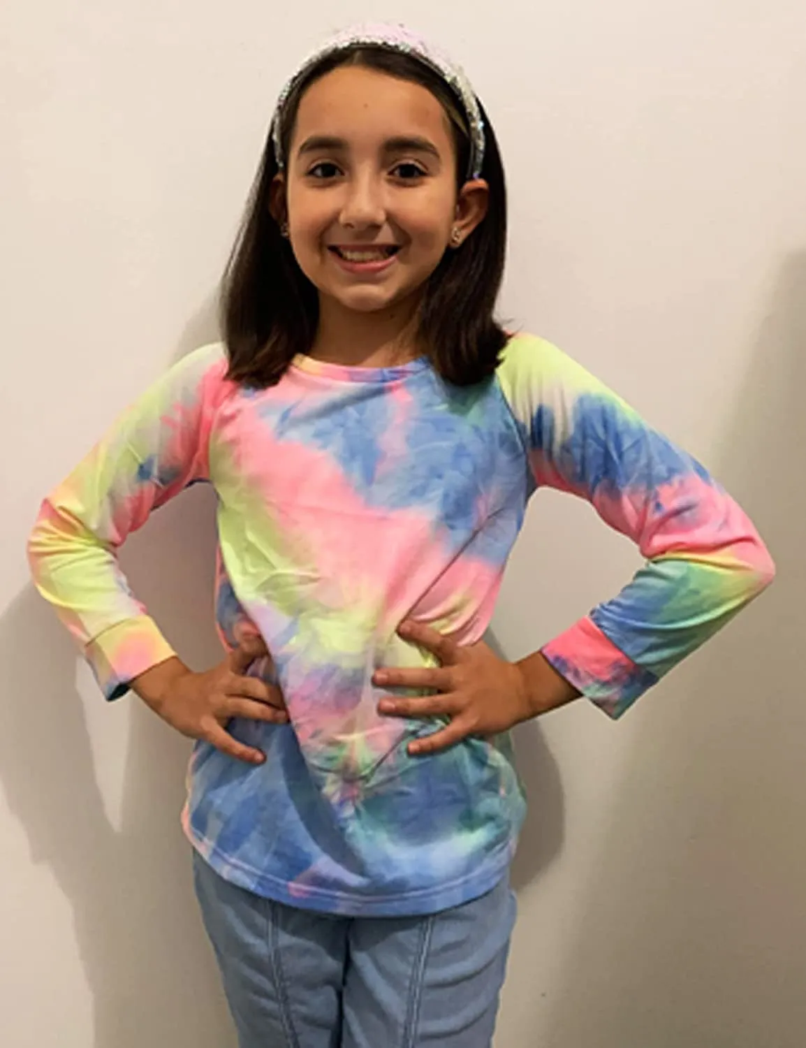 Arshiner Girls Casual Tie Dye Crewneck Long Sleeve Sweaters