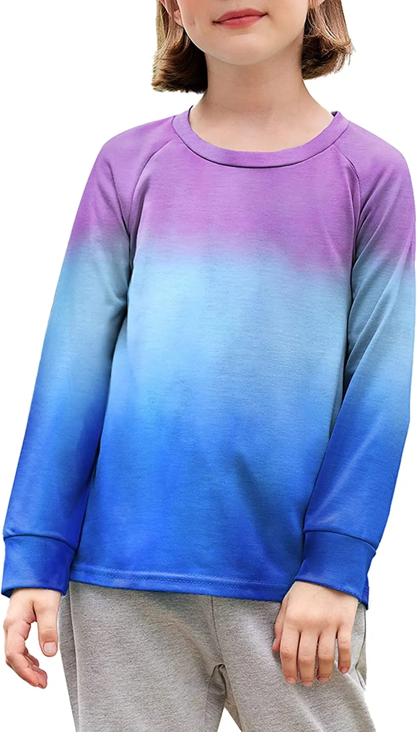 Arshiner Girls Casual Tie Dye Crewneck Long Sleeve Sweaters