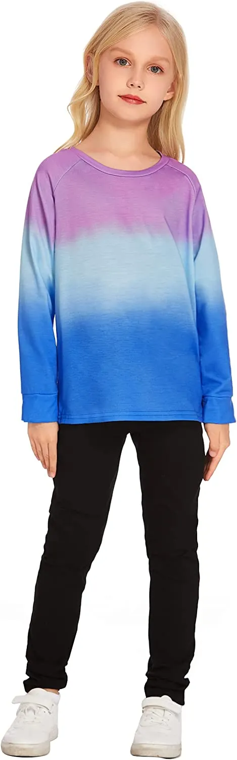Arshiner Girls Casual Tie Dye Crewneck Long Sleeve Sweaters