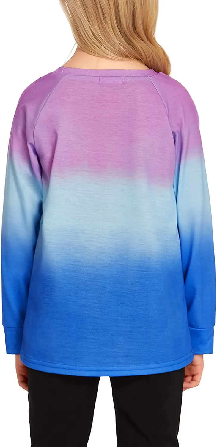 Arshiner Girls Casual Tie Dye Crewneck Long Sleeve Sweaters