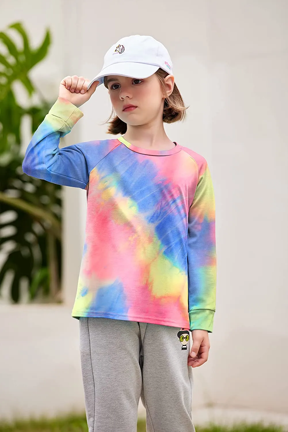 Arshiner Girls Casual Tie Dye Crewneck Long Sleeve Sweaters