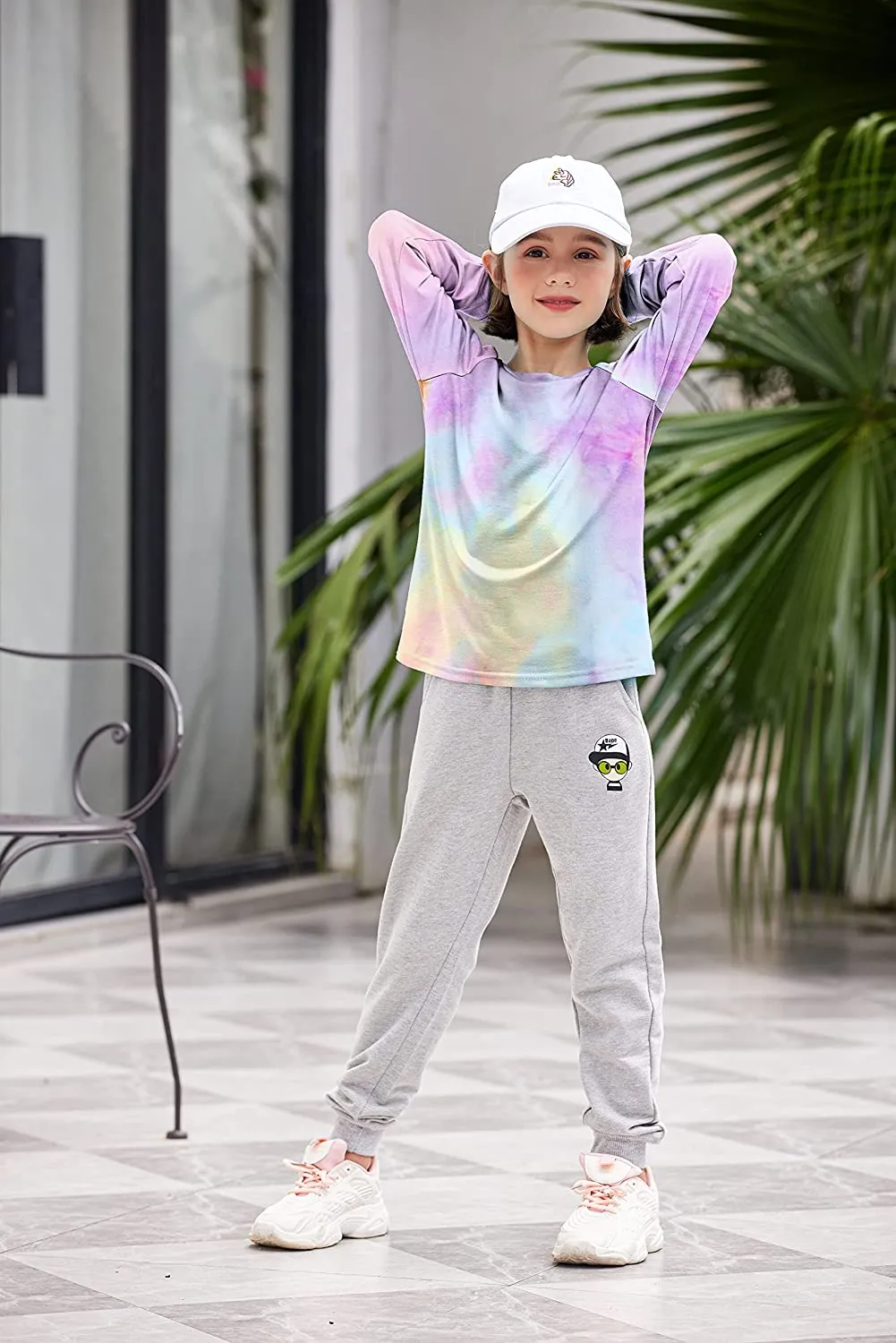 Arshiner Girls Casual Tie Dye Crewneck Long Sleeve Sweaters