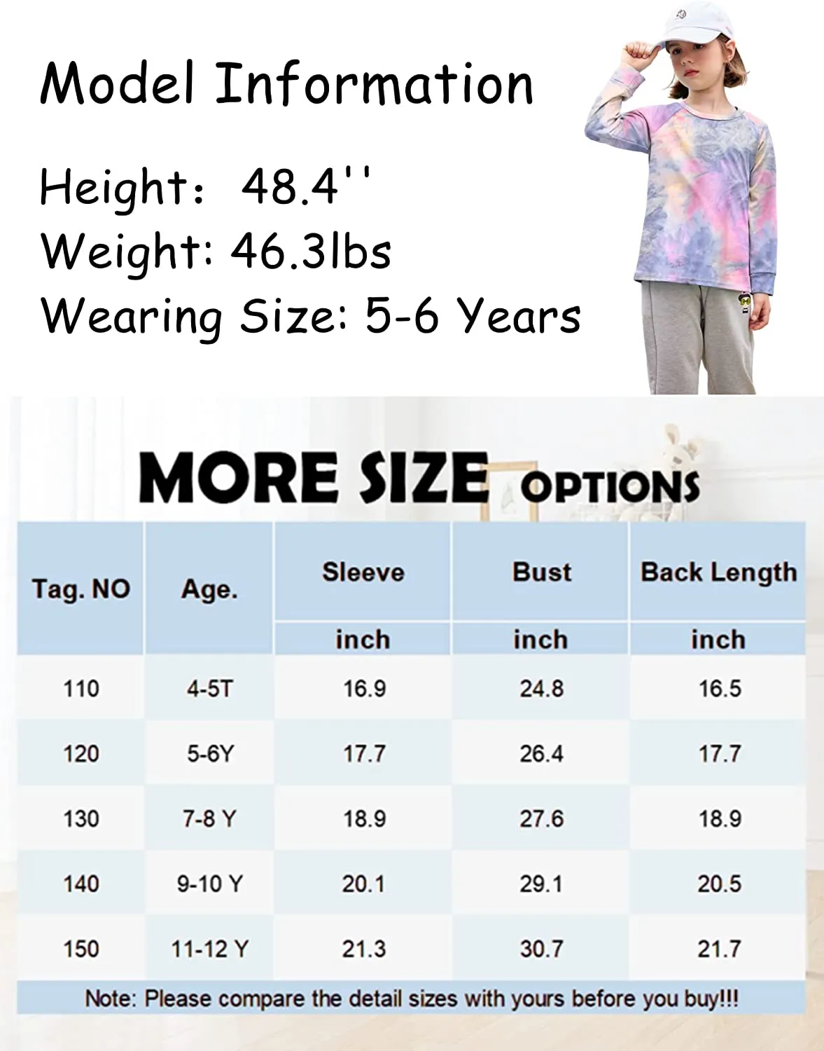 Arshiner Girls Casual Tie Dye Crewneck Long Sleeve Sweaters