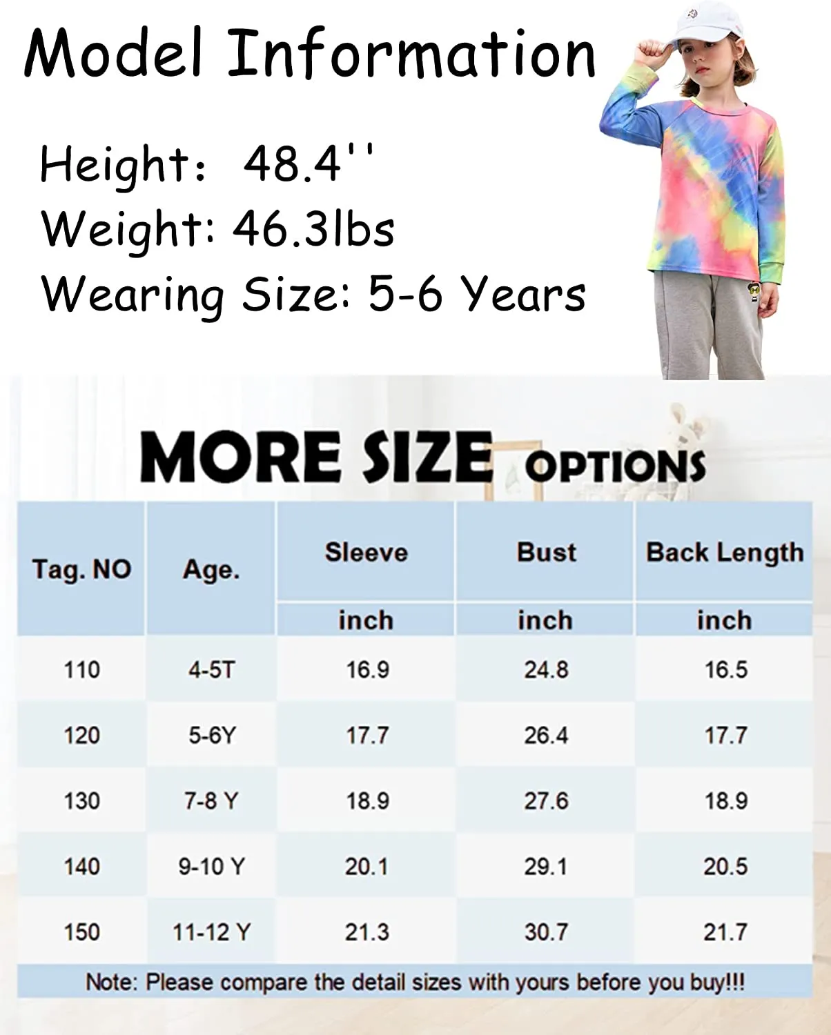 Arshiner Girls Casual Tie Dye Crewneck Long Sleeve Sweaters