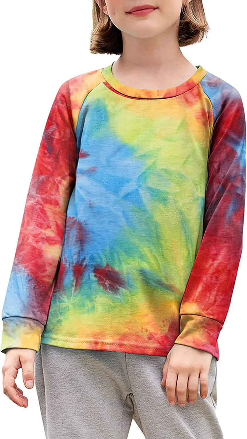 Arshiner Girls Casual Tie Dye Crewneck Long Sleeve Sweaters