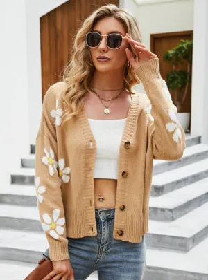 Autumn and Winter Loose Cardigan Print Sweater