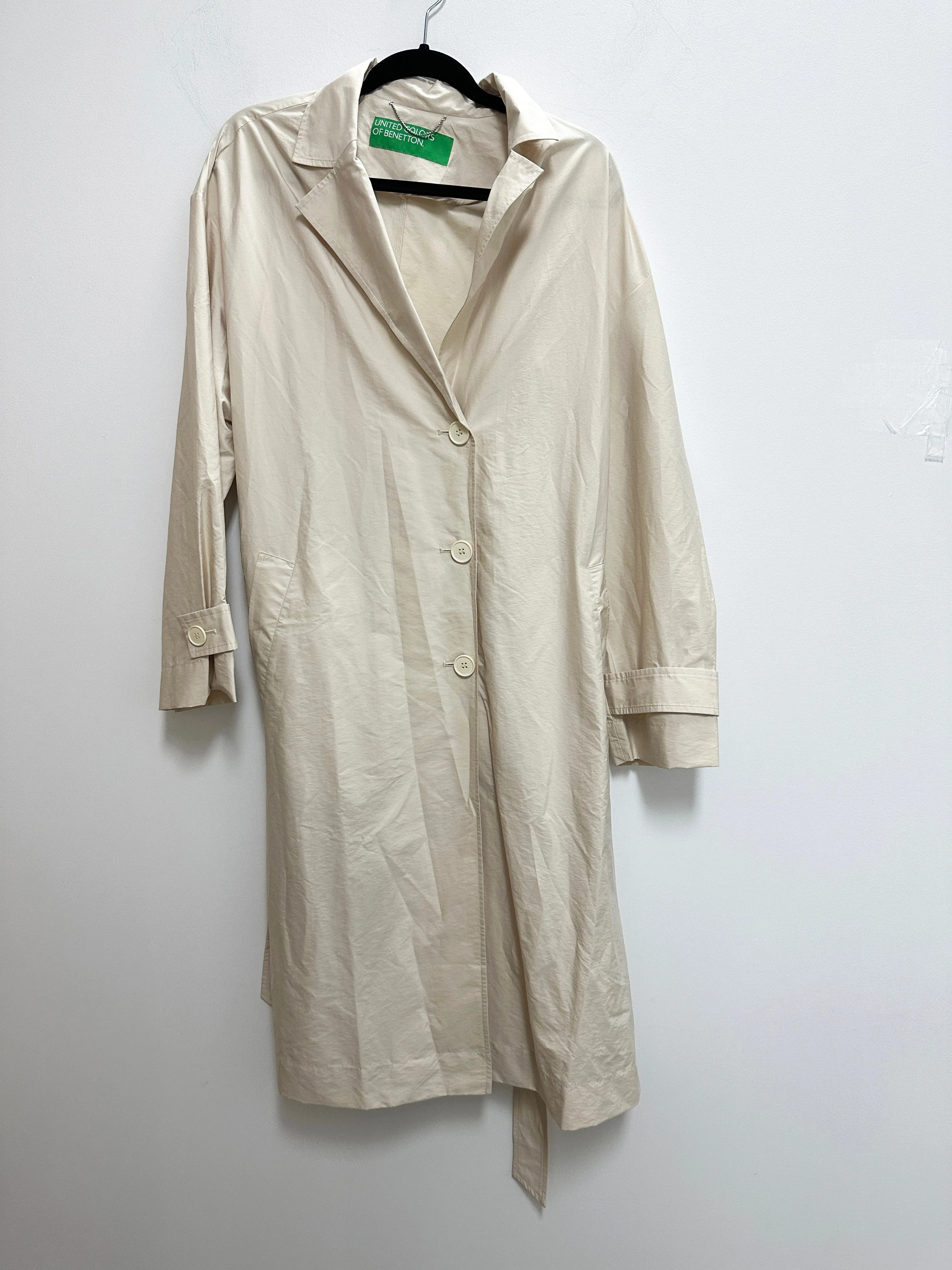 Belted Long Trench in Creamy White