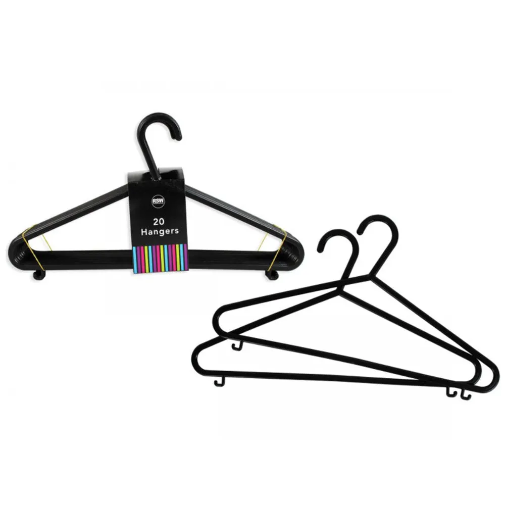 Black Plastic Clothes Hangers 20 Pack