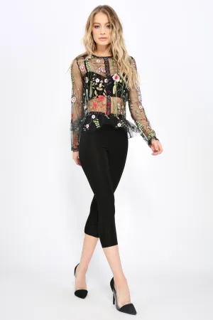 Black Slinky Cropped High Waisted Leggings