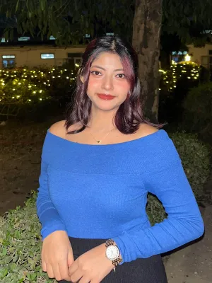 Blue Solid Bardot Top