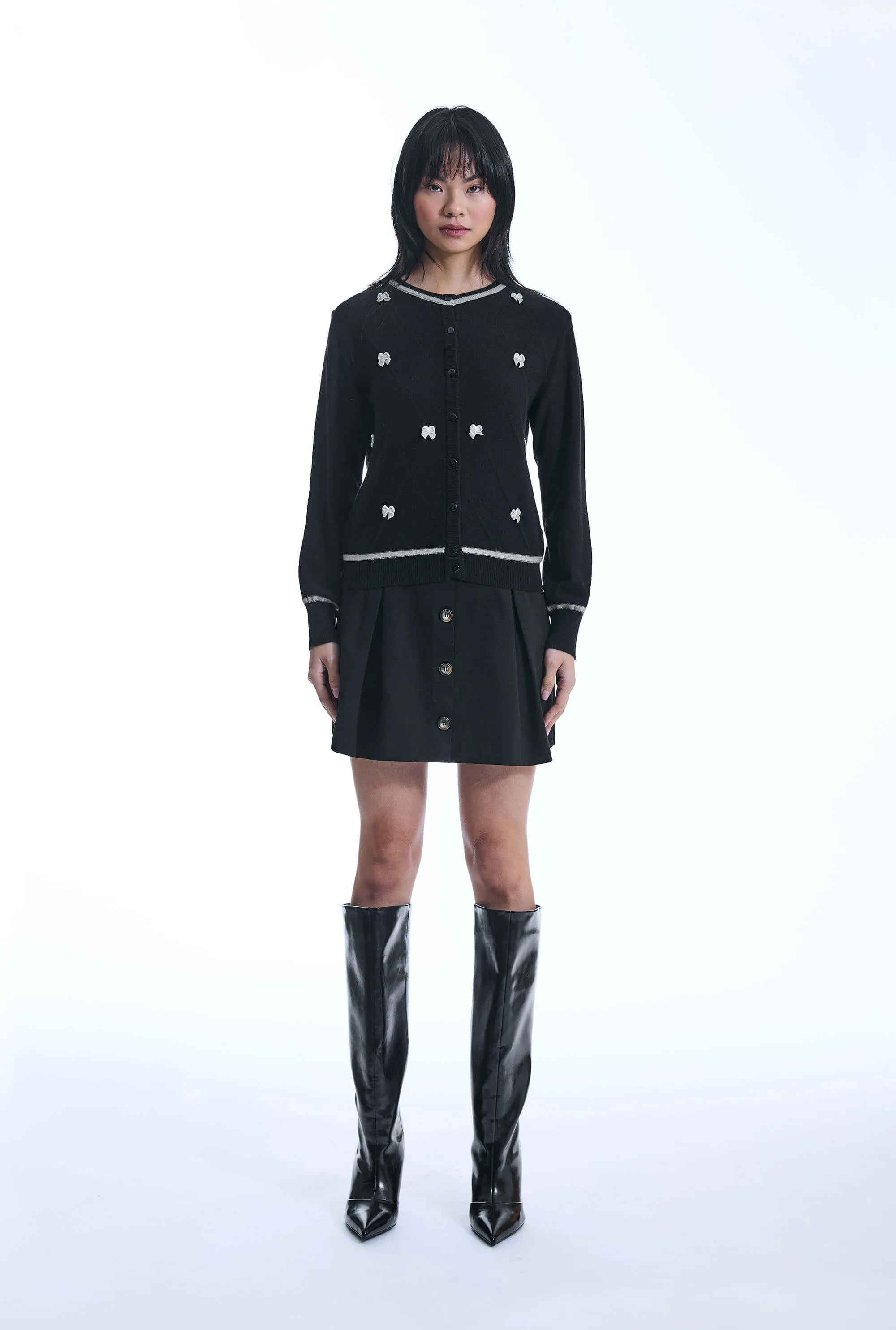 Bow Detail Black Cardigan