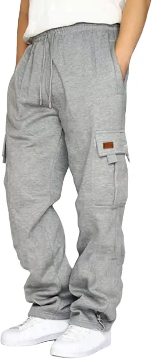 Cargo Sweatpant for Men Drawstring Elastic Waist Baggy Pants Athletic Joggers Track Sweatpant Outdoor Hiking Trousers