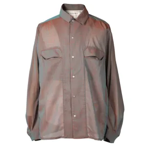 CHAMBRAY PANEL SHIRTS / ORANGE GRAY