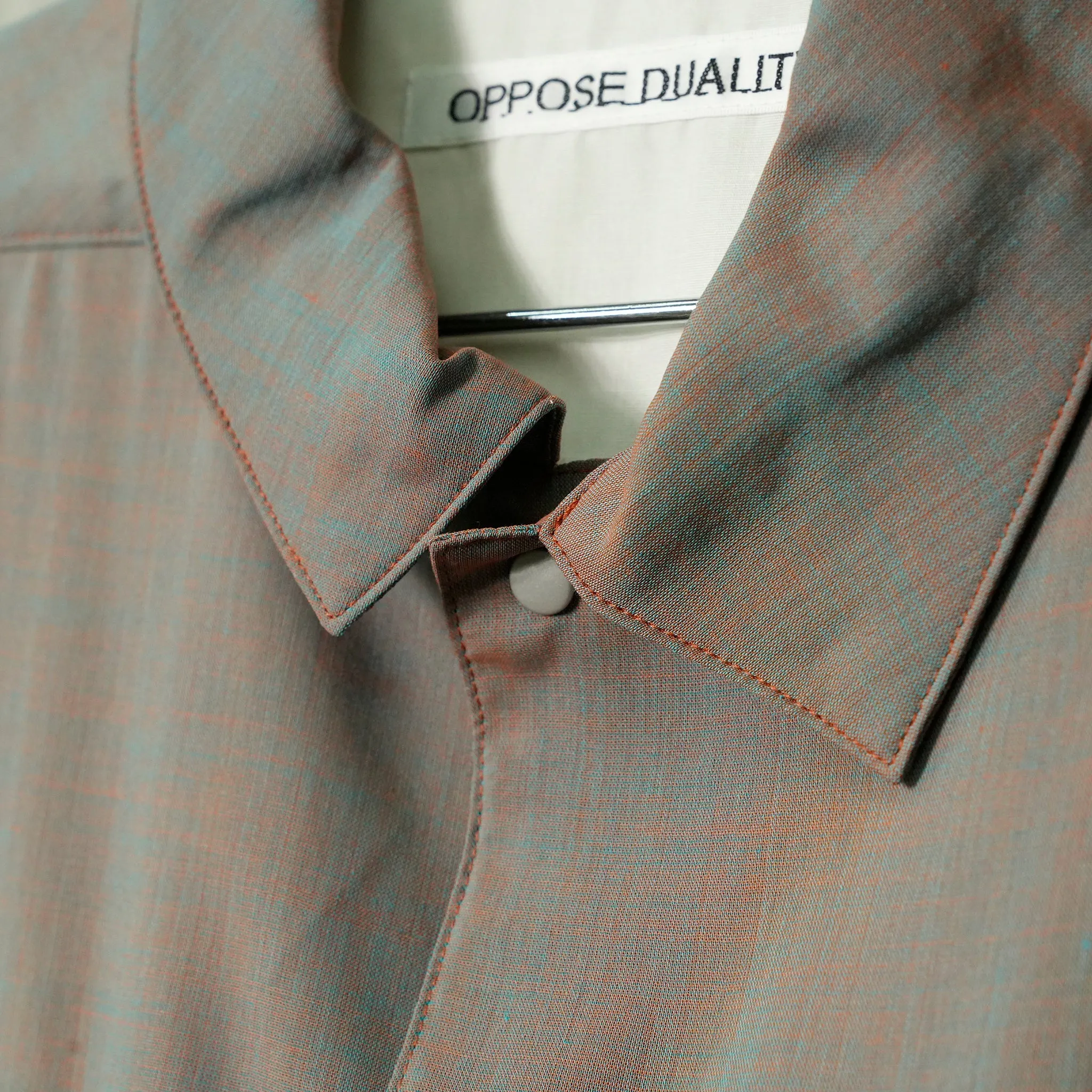 CHAMBRAY PANEL SHIRTS / ORANGE GRAY