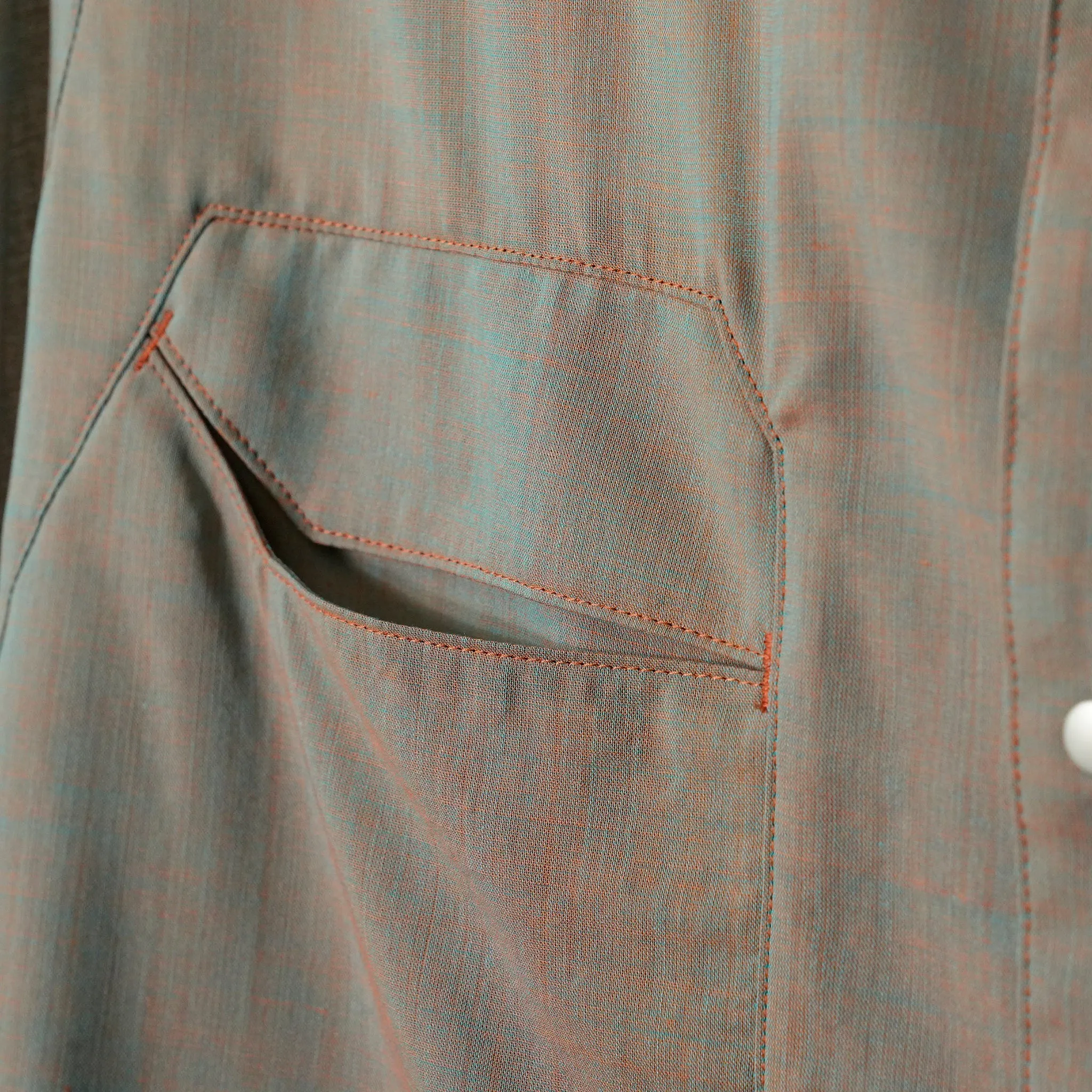 CHAMBRAY PANEL SHIRTS / ORANGE GRAY