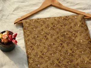 Coffee Brown Floral Soft Cotton Muslin Fabric